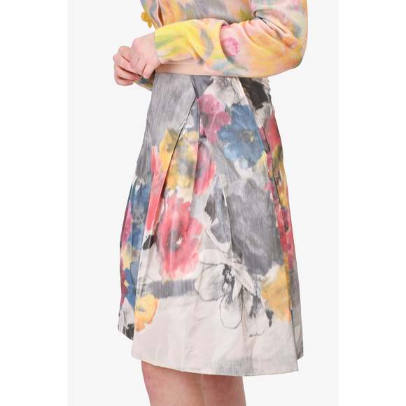 Carolina Herrera 2011 Grey/Pink Watercolour Flower Skirt Size 6 - Picture 2 of 3